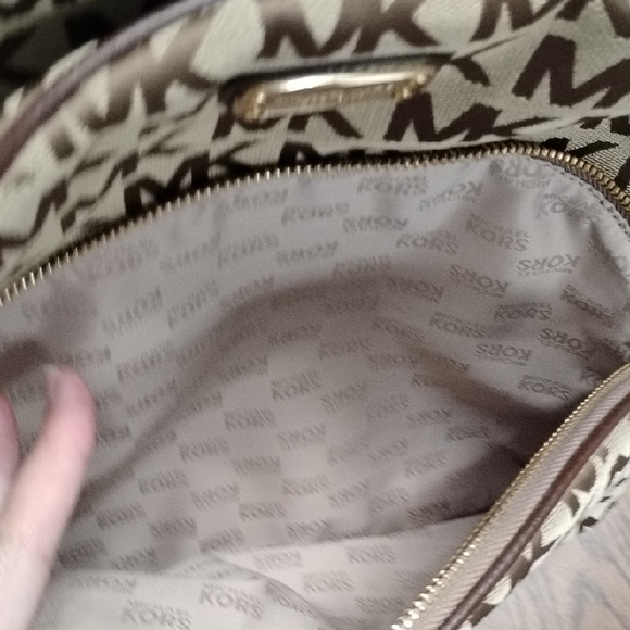 Michael Kors Abbey Tan and Brown MK Logo Large Backpack - Picture 7 of 12